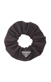 Prada Re-nylon Triangle-logo Scrunchie In Black