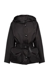 PRADA BELTED NYLON GABERDINE HOODED JACKET