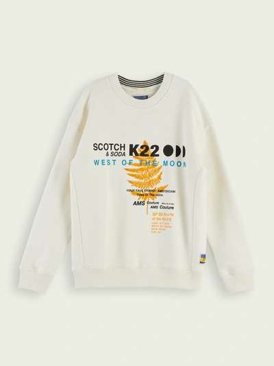 Scotch & Soda Embroidered Long Sleeve Cotton Sweatshirt In White