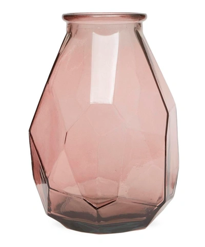 San Miguel Recycled Glass Thick Origami Vase In Pink