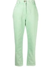 BALMAIN BALMAIN WOMEN'S GREEN COTTON trousers,VF15700D0907FM 40