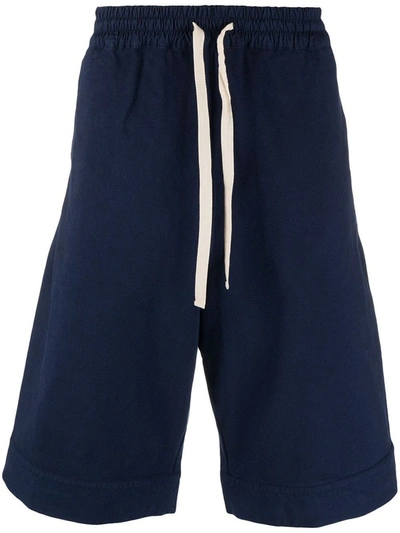 Jil Sander Cotton Wide-leg Bermuda Shorts In Blue
