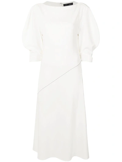 Proenza Schouler Contrast Stitching Detail Midi Dress In White