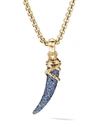 DAVID YURMAN 18KT YELLOW GOLD PAVÉ BLUE AND VIOLET SAPPHIRES TUSK AMULET NECKLACE