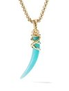 David Yurman 18kt Yellow Gold Tusk Amazonite Amulet Enhancer Necklace In Gold