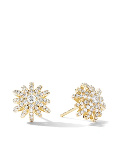 David Yurman 18k Yellow Gold Starburst Small Stud Earrings With Pave Diamonds