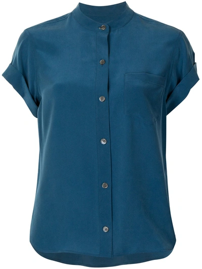 Equipment Silk Buttoned Blouse In Blue