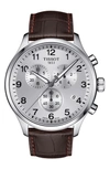 Tissot Chrono Xl Collection Chronograph Leather Strap Watch, 45mm In Brown/ Silver