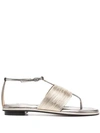 ALEXANDRE BIRMAN METALLIC-EFFECT FLAT SANDALS