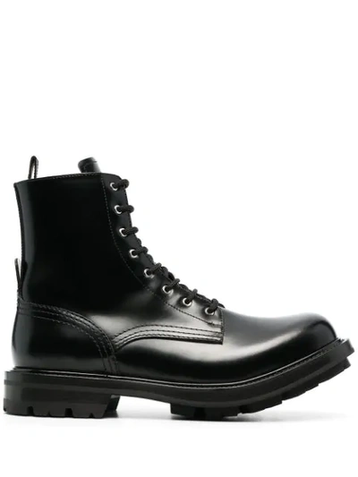 Alexander Mcqueen Worker Leather Boot In Black