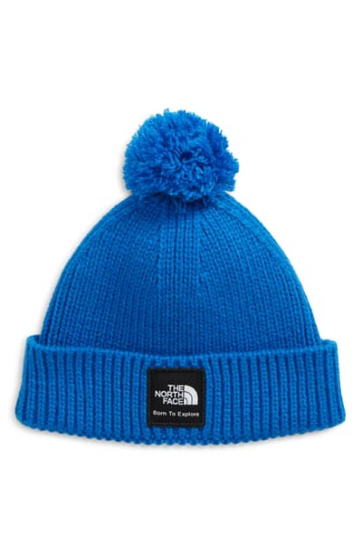 The North Face Babies' Box Logo Pom Beanie In Clear Lake Blue