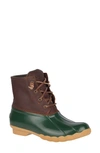 Sperry Saltwater Rain Boot In Tan/ Green Leather