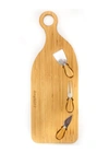 Berghoff Bamboo 4pc Paddle Cheese Board Set With 3 Tools In Brown