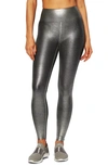 Heroine Sport Marvel Metallic High Waist Leggings In Brushed Platinum