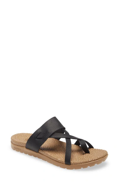 Acorn Riley Leather Sandal In Black Leather
