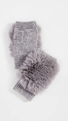 Adrienne Landau Knit Fingerless Gloves In Grey