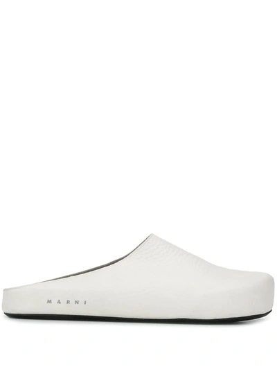 Marni Logo-letter Pebble-effect Clog Slippers In Lily White