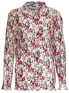 MSGM PLEATED SHIRT WITH FLORAL PRINT