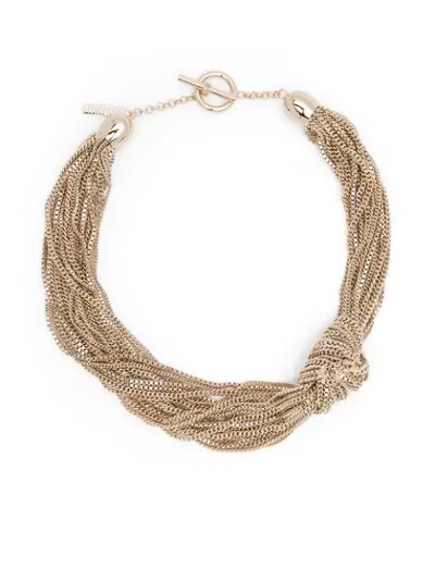 Alberta Ferretti Multi-chain Knot Necklace In Gold