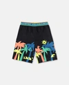 Stella Mccartney Teen Palm-tree Print Swimming Shorts In Black