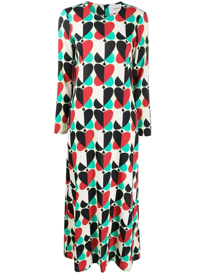 La Doublej Heart-print Swing Dress In Farfalle Rosso