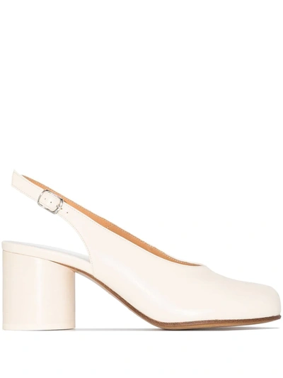 Maison Margiela Tabi Toe Slingback Pumps In White