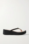 Jacquemus Les Tatanes Lin Leather Platform Flip Flops In Black