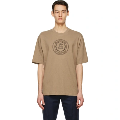 Acne Studios Logo-embroidered Cotton-jersey T-shirt In Light Brown