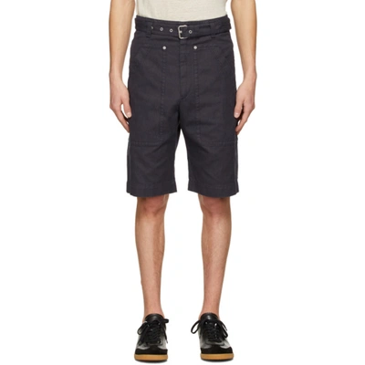 Isabel Marant Paolino Cotton And Linen Shorts In Dark Blue