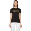 Versace Jeans Couture Ribbed Collar Crew-neck T-shirt In Cotton In Ek42 Black-gold