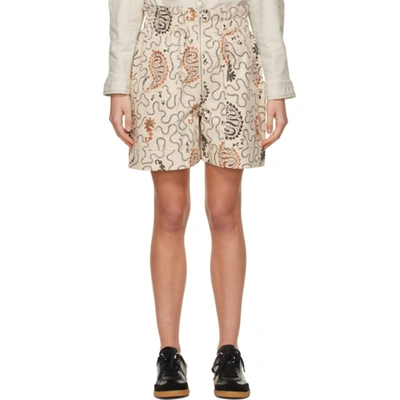 Isabel Marant Étoile Nawel Paperbag-waist Printed Cotton Shorts In Ecru