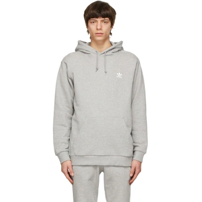 Adidas Originals Gray Adicolor Essentials Trefoil Hoodie In Medium Grey Heather/white