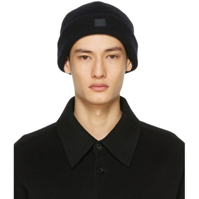 Acne Studios Kansy Face Patch Wool-blend Beanie Hat In Black