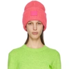 ACNE STUDIOS PINK WOOL PATCH BEANIE