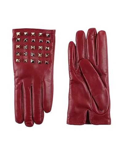 Valentino Garavani Gloves In Maroon