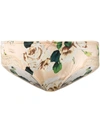 Dolce & Gabbana Floral-print Side-lace Briefs In Brown