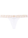 Versace Greca-border Stretch Cotton Thong In 白色