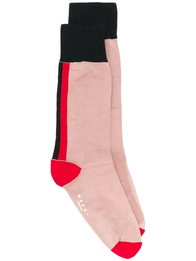 Marni Panelled Logo Socks In Pink