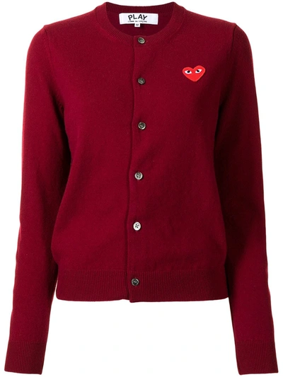 Comme Des Garçons Play Heart-detail Button-up Cardigan In Red