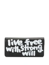 Comme Des Garçons Slogan-print Leather Wallet In Black