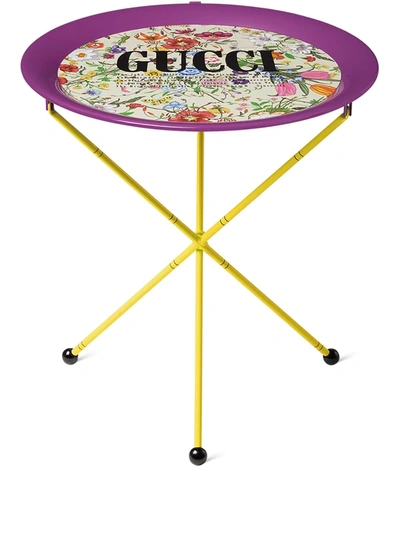 Gucci Flora Printed Folding Metal Table In White