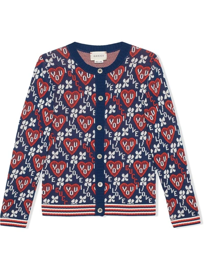 Gucci Kids Cardigan For Girls In Blue