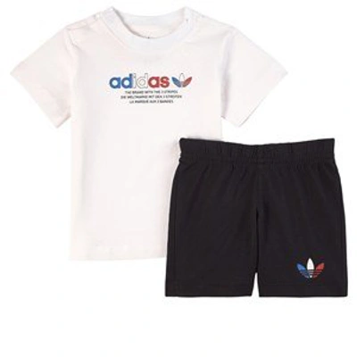 Adidas Originals Kids'  White/black Branded T-shirt Set