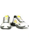 MAJE COLOR-BLOCK LEATHER, SUEDE AND MESH SNEAKERS,3074457345624823696