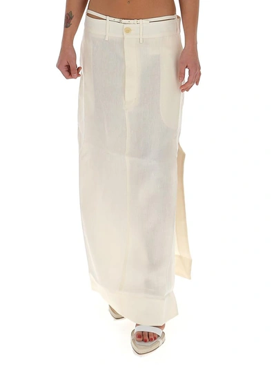 Jacquemus Terraio High-rise Linen Skirt In Beige