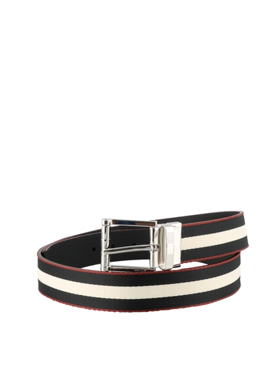 Bally Striped Buckle Belt In Black