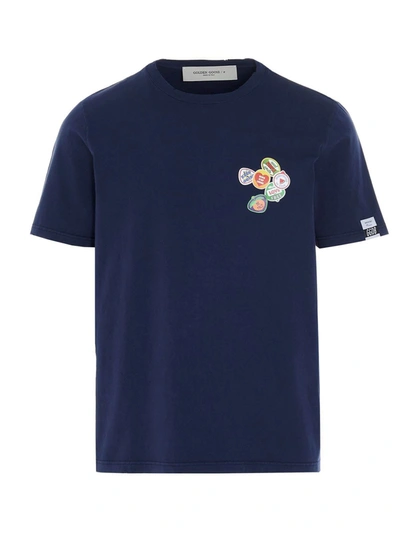 Golden Goose Adamo Cotton Crew-neck T-shirt In Blue
