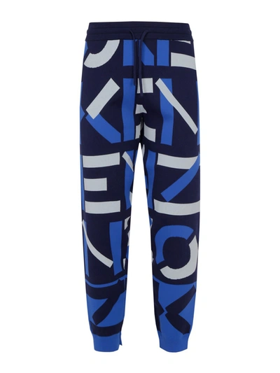 Kenzo Navy Jacquard Monogram Sport Lounge Pants In Blue