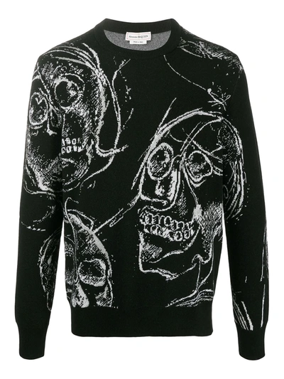 Alexander Mcqueen Skull-print Knitted Jumper In Black