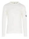C.p. Company Lens Logo Pullover In White In White